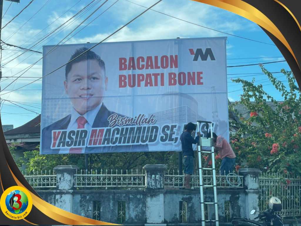 Sepanjang Jalan Poros Bone, Ribuan Spanduk dan Baliho Besar Yasir Machmud&nbsp;Terpampang